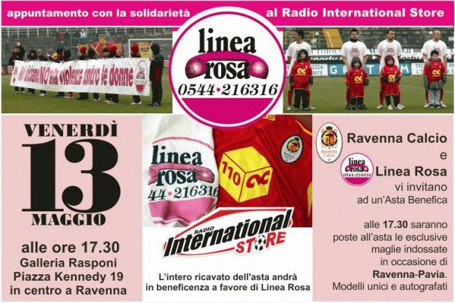 La locandina dell'asta a favore di Linea rosa