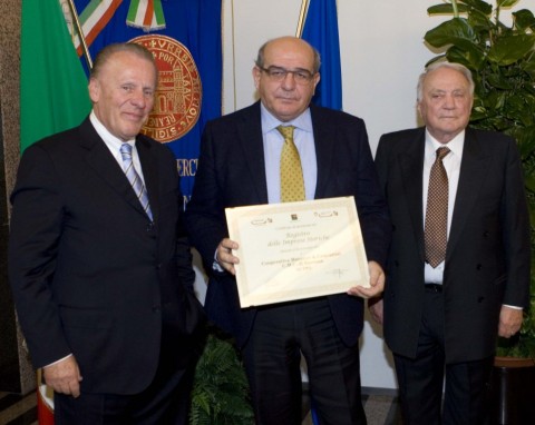 Nella foto il presidente Matteucci tra il Presidente Unioncamere nazionale, Ferruccio Dardanello, eil Presidente della  Camera di Commercio di Ravenna Gianfranco Bessi